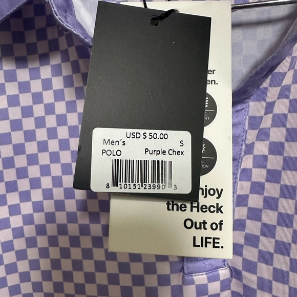 Yatta Golf Lavender Checkered Polo Shirt Size Small - Picture 5 of 7
